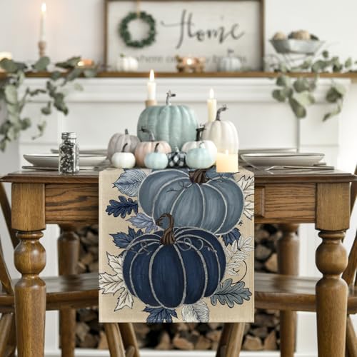 Blue 13x72 Inch Fall Table Runner – Polyester Home Decor for Dining & Events