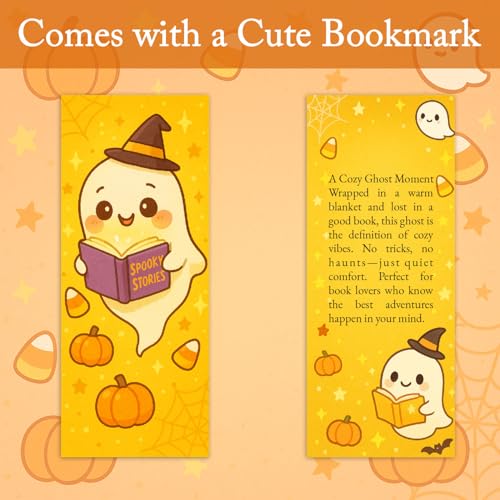 Ghost Reading Book Ornament - Halloween Decor for Book Lovers, Gift Idea