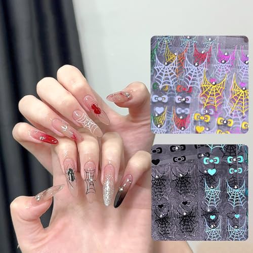 Halloween Nail Art Stickers 3D Spider Web & Charm Set - Variation 26