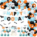 Halloween Birthday Balloon Garland Kit with Cake Toppers & Stickers for Kids Party