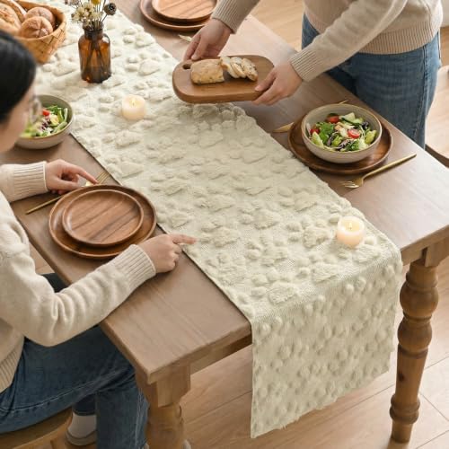 Beige Plush Faux Fur Pet Table Runner 13x72 Inch Home Decor