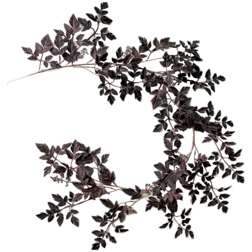Artificial Plum Garland 6Ft - Fall Decorative Vines for Mantel and Centerpieces - Pack of 2