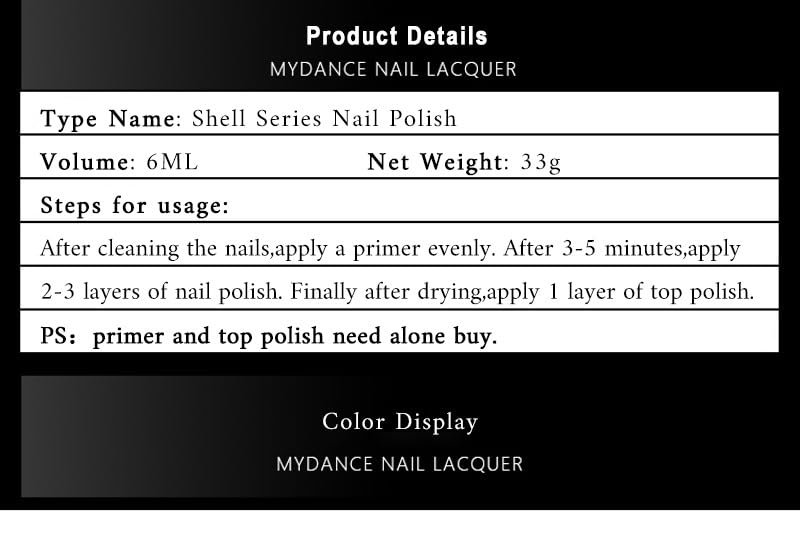 Iridescent Light Blue Shell Pearl Nail Polish - Quick Dry Long Lasting Shimmer 6ml - Variation 02