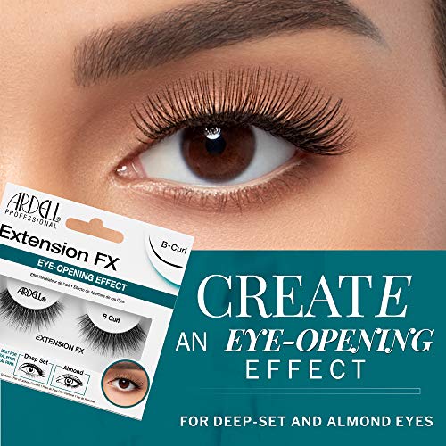 Ardell Lash Extension FX B Curl False Eyelashes - 1 Pack of 4, Natural Look