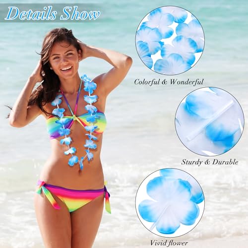 360 Pieces Hawaiian Leis Necklace - Colorful Tropical Flower Garland for Parties & Luau