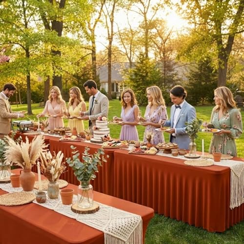 Rust 2 Pack Spandex Table Skirts for 8ft Rectangle Tables - Autumn Event