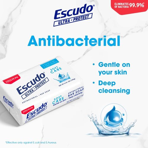 Escudo Ultra-Protect Soft Care Bar Soap, 4.05 oz, 6 Pack