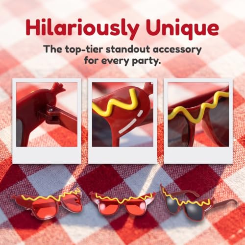 Funny Hot Dog Sunglasses Party Props - 6 Pack Novelty Costume Glasses
