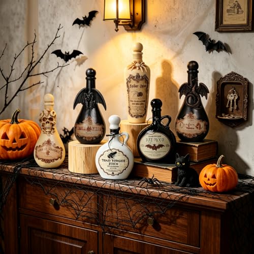 Ceramic Halloween Potion Bottle - White Toad Variation for Gothic Decor