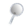 YEAKE Hand Mirror,Double-Sided Handheld 1X/5X Magnifying Mirror with Handle, Handle Makeup Mirror,Acrylic, 6.1" W x 10" L, Rounded Shape, Clear 1 PC