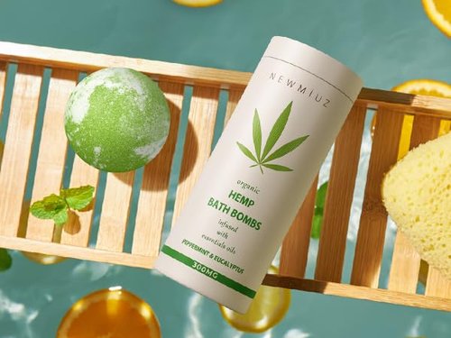 Organic Hemp Bath Bombs Infused Peppermint Eucalyptus Essential Oil Luxurious Bath Essentials Gifts for Dry Skin Immerse Yourself in A Blissful Spa