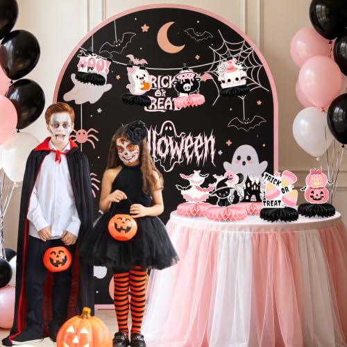 Pink & Black Halloween Trick or Treat Table Centerpieces - Spooky Party Decor