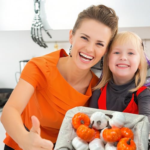 White Foam Pumpkins for Decorating - 12 Pack Mini Craft Pumpkins