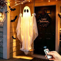 Outdoor Hanging Ghost Swing Decoration 4-8FT with Remote Light - White, Cool White Variation
