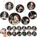 Black Skeleton Christmas Ornaments - Acrylic Halloween Holiday Decor Set of 24