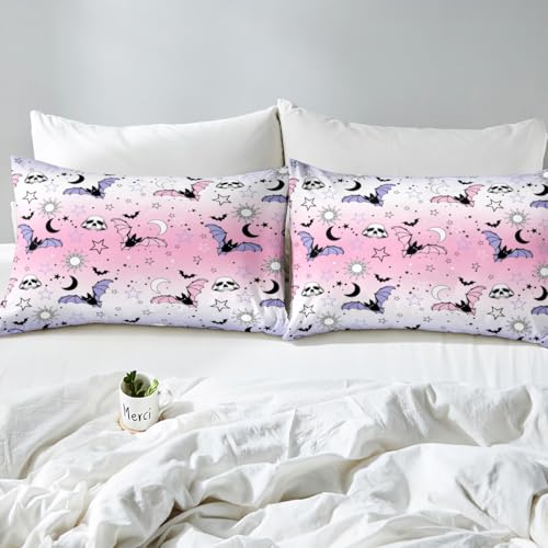 Feelyou Halloween Bat Skull Bedding Set Twin - Kids Teens Decor
