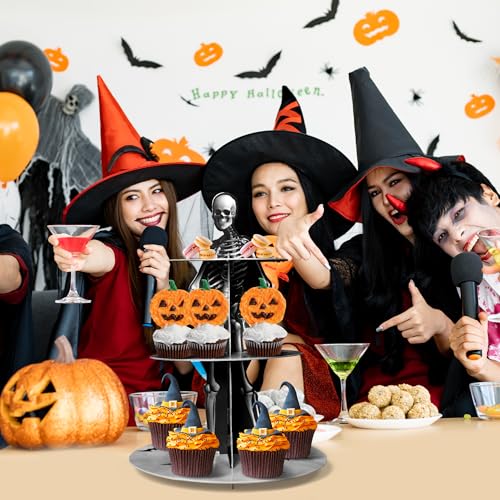 Halloween Skeleton Cupcake Stand 3 Tier Tower Cardboard Dessert Display - Skeleton Variation