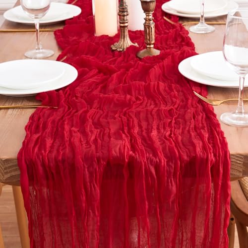 Red Cheesecloth Table Runner 10FT 6 Pack Boho Rustic Holiday Decor Variation of THIS listing