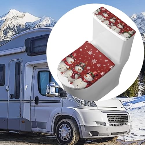 Christmas Toilet Tank Cover Snowman & Snowflake Holiday Bathroom Decor - Universal Fit