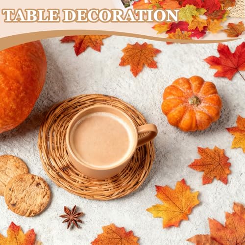 Artificial Maple Leaves Fall Decor Set 400pcs - Yellow & Red, 3.3 Inch