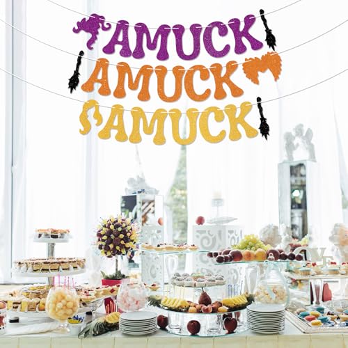 Halloween Banner - Glitter Amuck Amuck Amuck Party Decor, Witch Theme