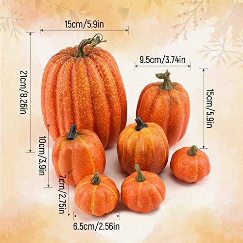 Artificial Pumpkin Fall Harvest Foam Decor Set - 7 Pieces for Halloween & Autumn