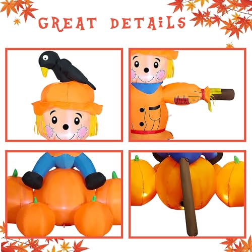 5FT Lighted Inflatable Fall Scarecrow Decoration for Yard and Garden