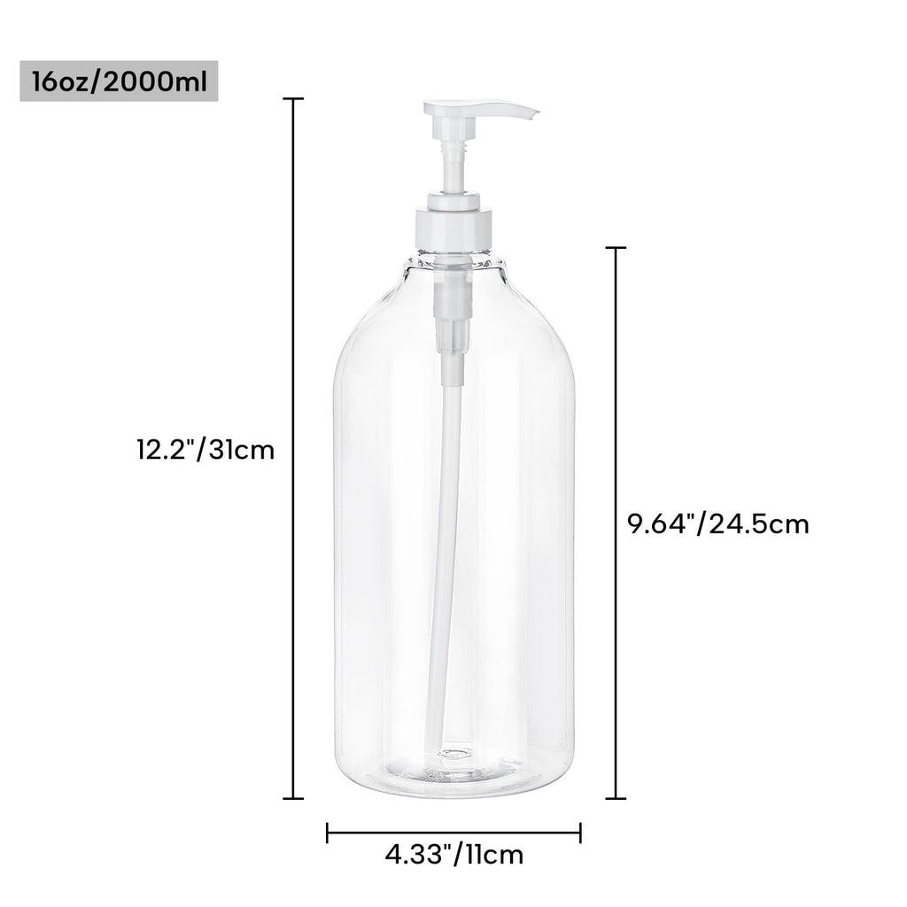 Yebeauty Pump Bottle Dispenser, 67oz 2000ml Refillable Shampoo Pump Bottles Empty Plastic Shower Soap Dispenser Large Liquid Containers for Conditioner Body Wash, Bathroom Kitchen, 2 Pack Clear