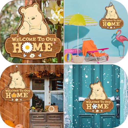 Winnie Welcome Sign for Door Decor - Interchangeable Holiday Sign - Housewarming Gift - Variation of Welcome Sign