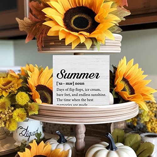 Multicolor E Rustic Summer Wooden Sign - 5x5 Inch Desk & Wall Decor
