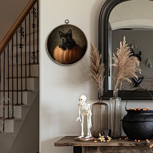 Yorhifa Black Cat Fall Pumpkin Round Wall Art - Variation 7, 10x10in