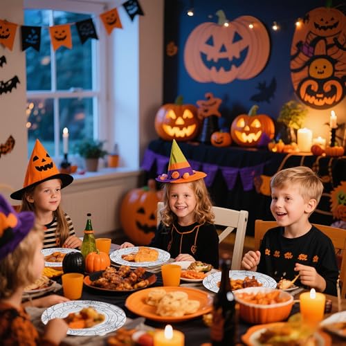 Halloween Plastic Dinnerware Set with Spider Web Design - 125 Pieces