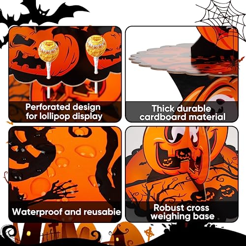 Halloween Cupcake Stand 3-Tier Pumpkin Cardboard Dessert Tower with Hole Design
