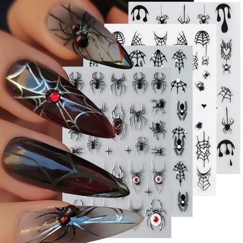 Halloween Nail Stickers 5D Embossed Spider Design Self-Adhesive Set - Variation of THIS listing 9
