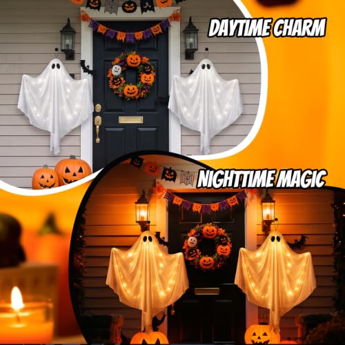 Light Up Hanging Ghost Halloween Decorations - Outdoor Indoor Spooky Ghosts Set