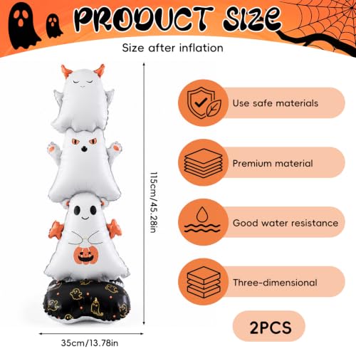 Self-Standing Ghost Halloween Balloons 2-Pack - Indoor Party Decorations