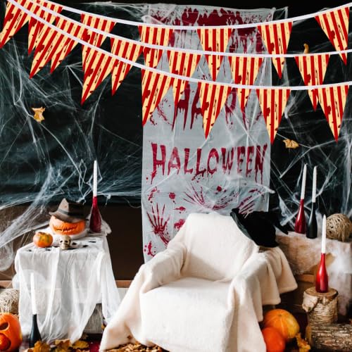 Creepy Carnival Banner Set - 263 Ft Red & White Striped Halloween Decorations