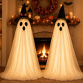 Lighted Halloween Ghost Decor Set - 82 Inch Adjustable, Warm White, 2 Pack