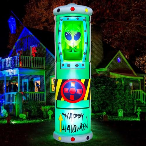8FT Halloween Inflatable Alien Decoration with LED Lights - Outdoor Yard Decor