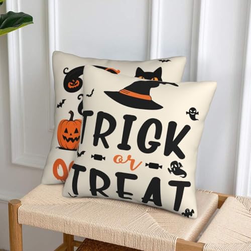 Halloween Throw Pillow Covers 18x18 Set of 2 - Outdoor Spooky Decorative Pillow Covers