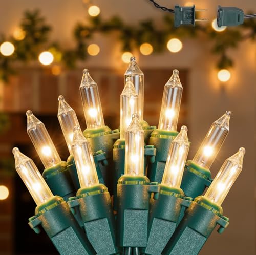 Warm White Christmas String Lights 2-Pack, 50 LEDs, 13ft Connectable Indoor Outdoor