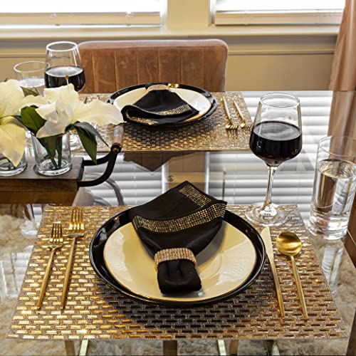 Black Rectangular Glass Stone Rhinestone Placemat - Sparkling Formal Table Decor 13x18 with Felt Back - Variation of THIS listing