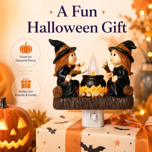Halloween Witch Night Light Plug-In Witch Decor with Flickering Cauldron - Variation of THIS listing