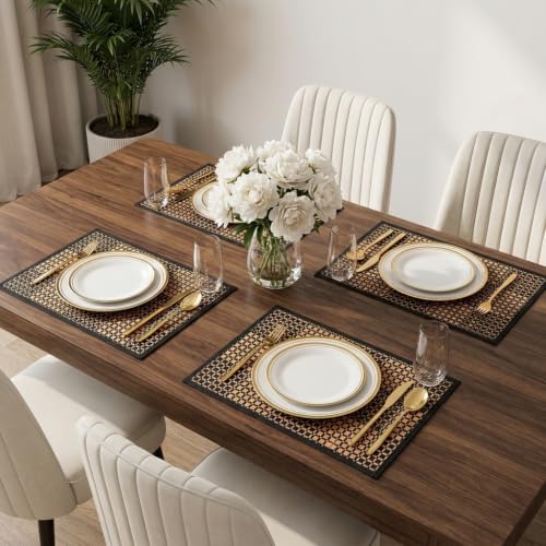 8 Pack Bamboo Placemats - Natural Heat-Resistant Anti-Slip Dining Table Mats