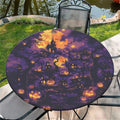 Halloween Spooky Round Fitted Waterproof Tablecloth 48 Inch for Indoor Outdoor