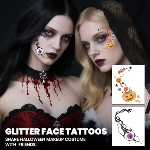 Halloween Glitter Freckle & Gem Face Tattoos - Halloween Freckles