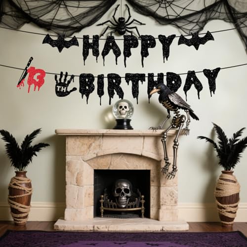 Halloween Killer 13th Birthday Banner - Spooky Zombie Bloody Horror Decor