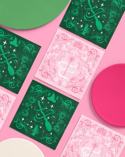 Pink and Green Witch Paper Napkins 5x5 Inch 24 Pack - Magical Party Decor