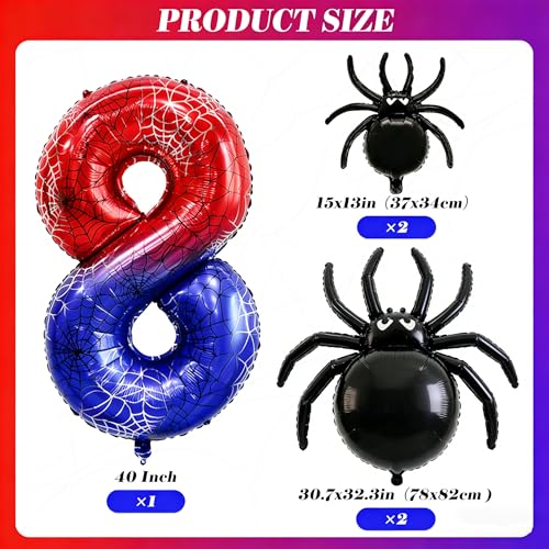 Spider 8th Birthday Balloon Decorations - Number 8 Friends Party Arch Kit - Variation 8