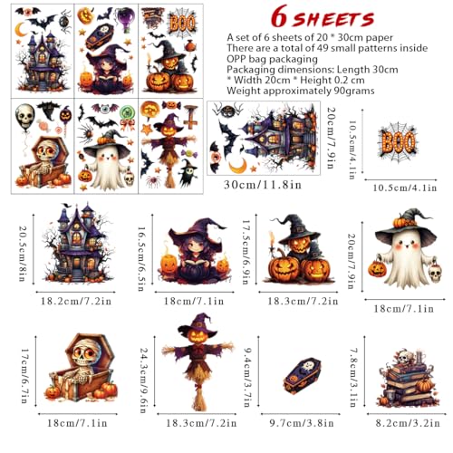 Cute Halloween Window Clings - 10 Sheets Spooky Decor for Glass Windows, Party & Home